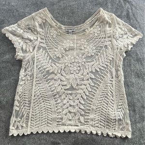 Express Embroidered Mesh Top XS